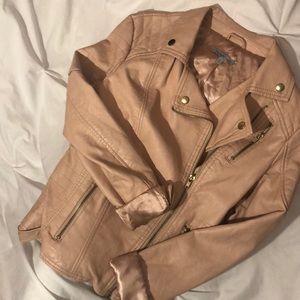 Charlotte Russe Pink leather jacket satin lining